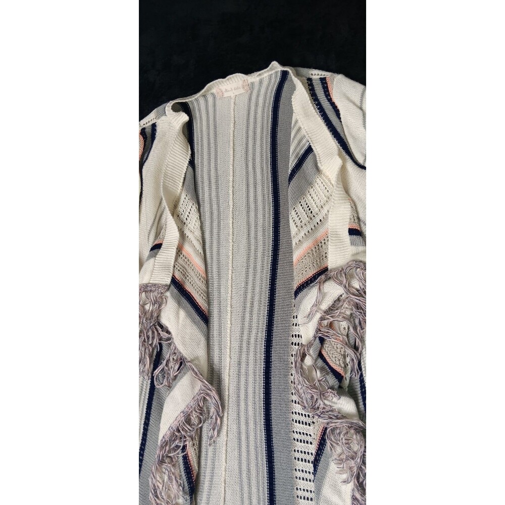 Altard State Open Fron Waterfall Cardigan Kimono Duster S Striped Tasseled Boho - Picture 3 of 10